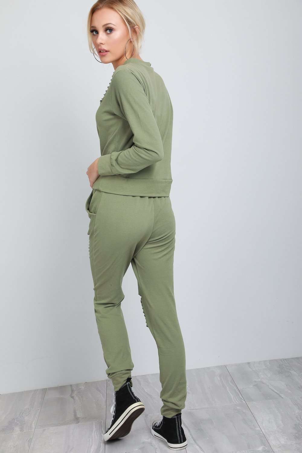 Geri Long Sleeve Distressed Lounge Wear Set - bejealous-com