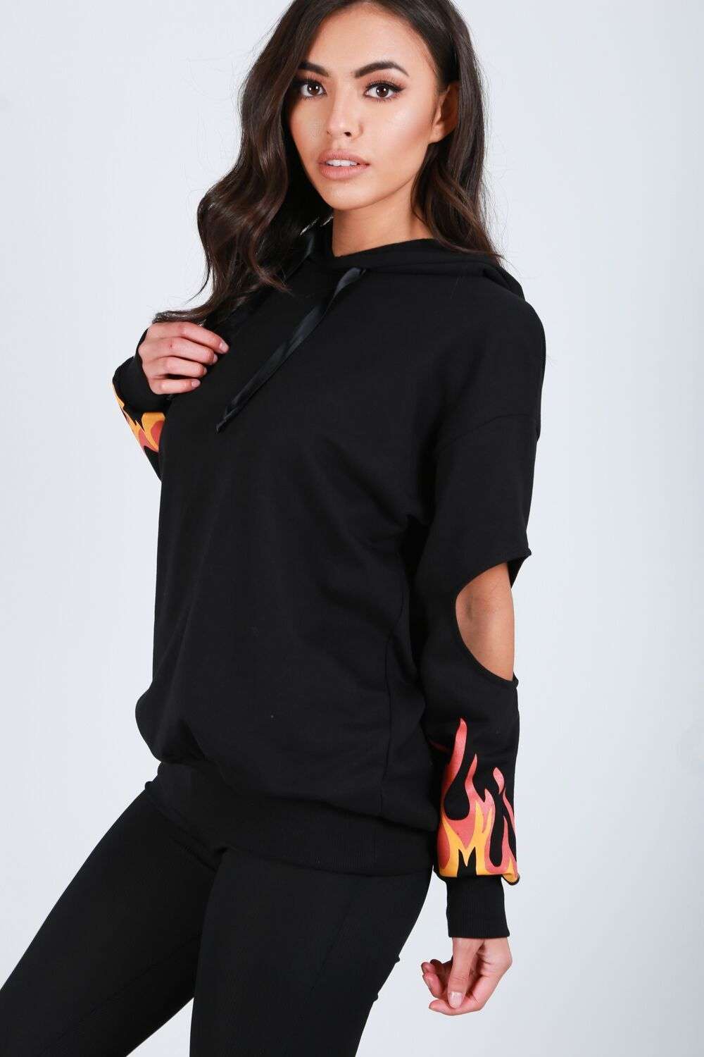 Grace Flame Print Hoodie - bejealous-com