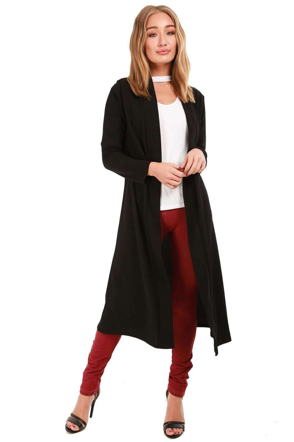 Grace Long Sleeve Open Front Midi Jacket - bejealous-com