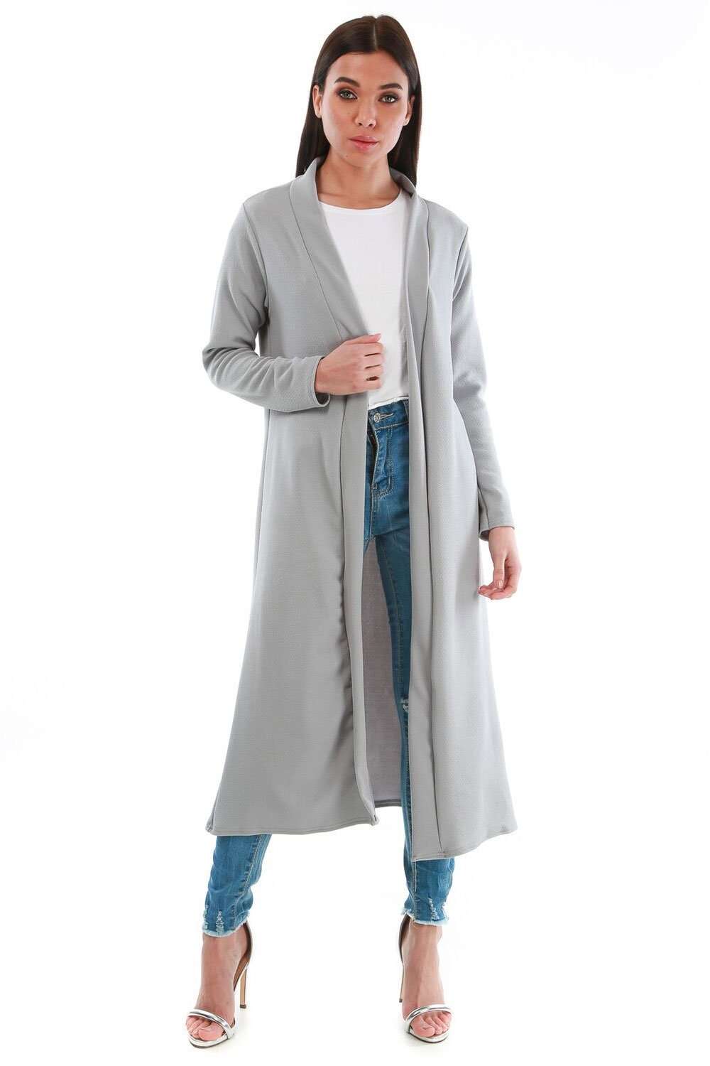 Grace Long Sleeve Open Front Midi Jacket - bejealous-com