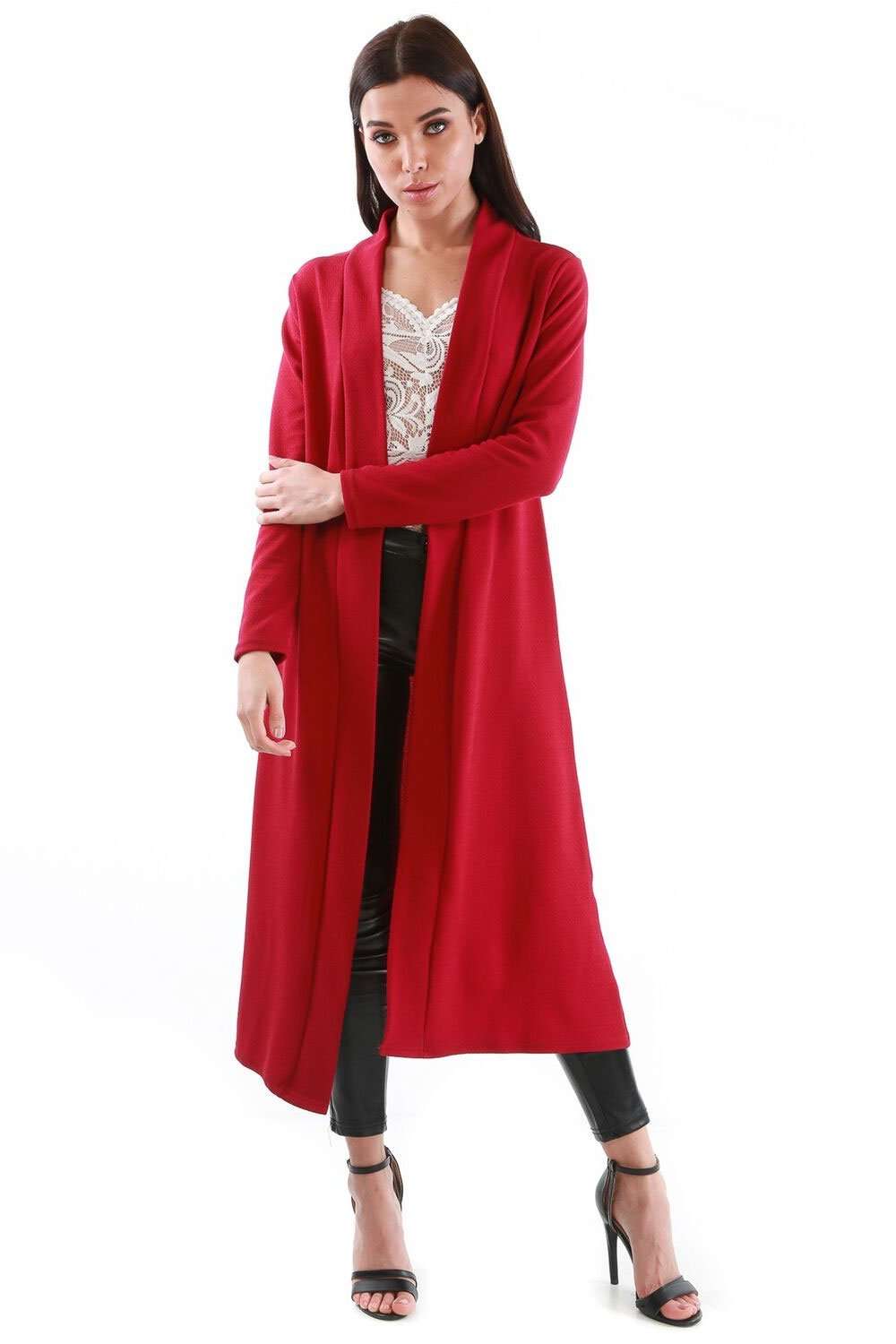 Grace Long Sleeve Open Front Midi Jacket - bejealous-com