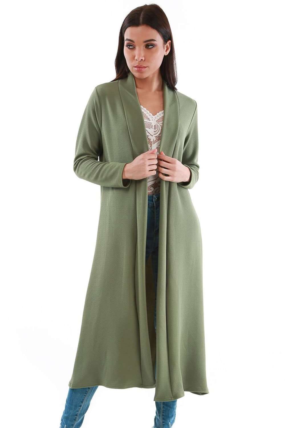 Grace Long Sleeve Open Front Midi Jacket - bejealous-com