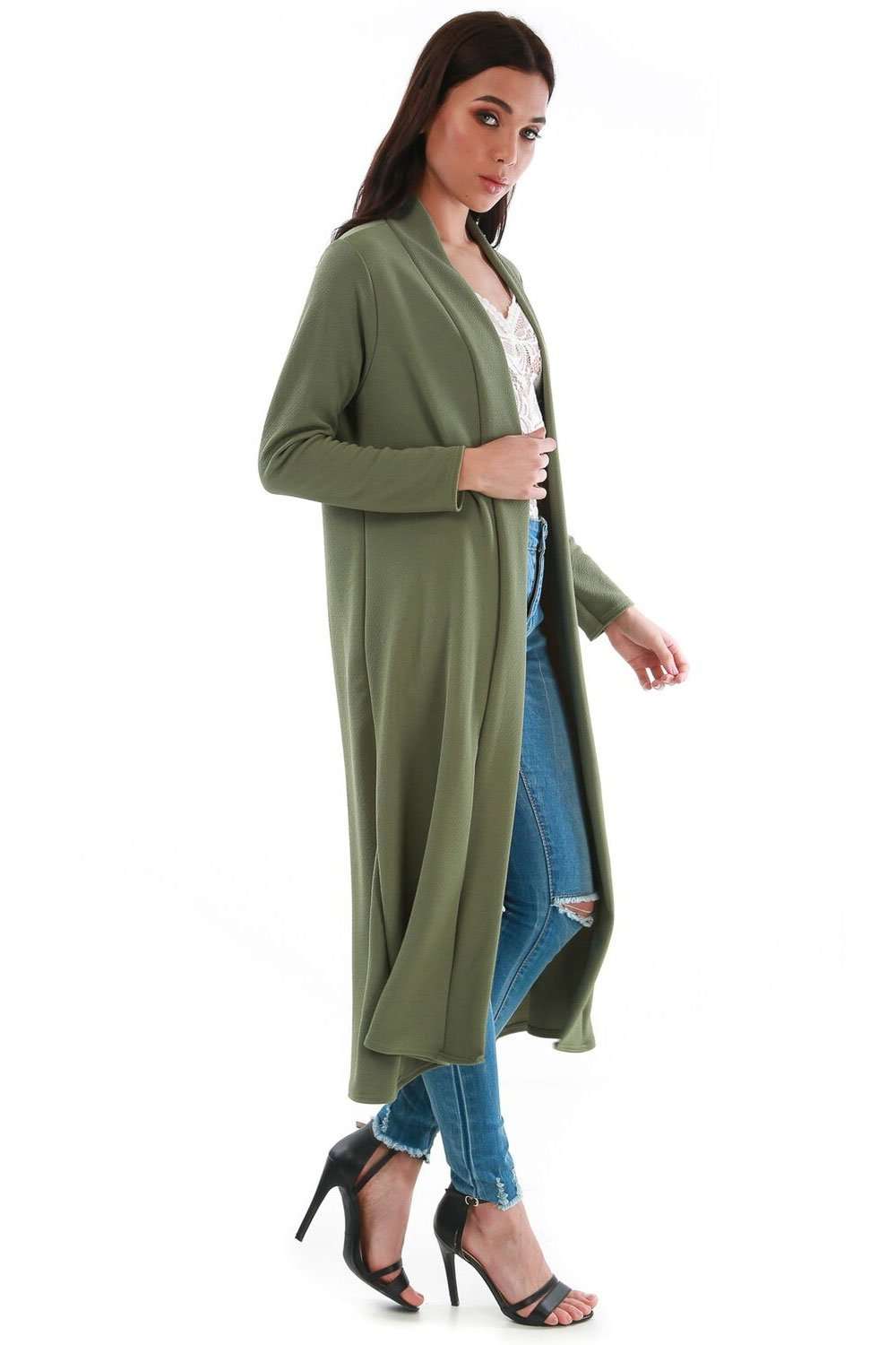 Grace Long Sleeve Open Front Midi Jacket - bejealous-com