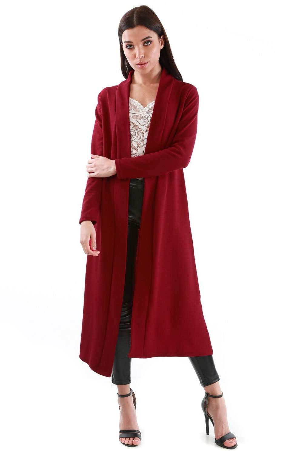 Grace Long Sleeve Open Front Midi Jacket - bejealous-com