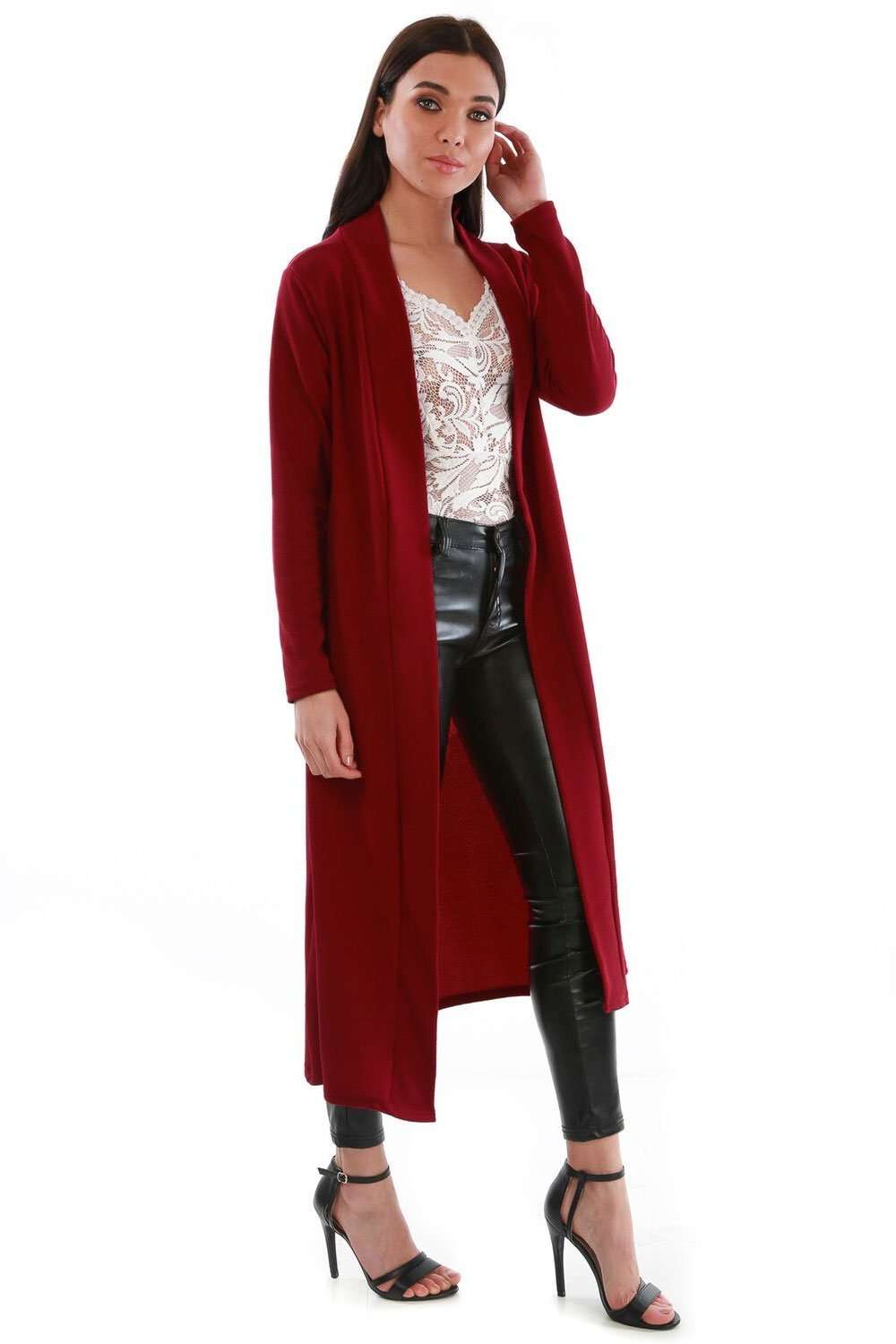 Grace Long Sleeve Open Front Midi Jacket - bejealous-com