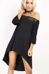 Grace Off Shoulder Laser Cut Swing Dress - bejealous-com