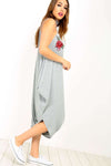 Grey Floral Embroidered Draped Harem Jumpsuit - bejealous-com