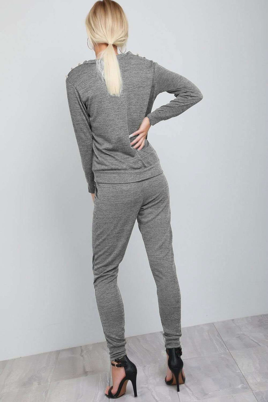 Hailey Fine Knit Studded Lounge Wear Set - bejealous-com