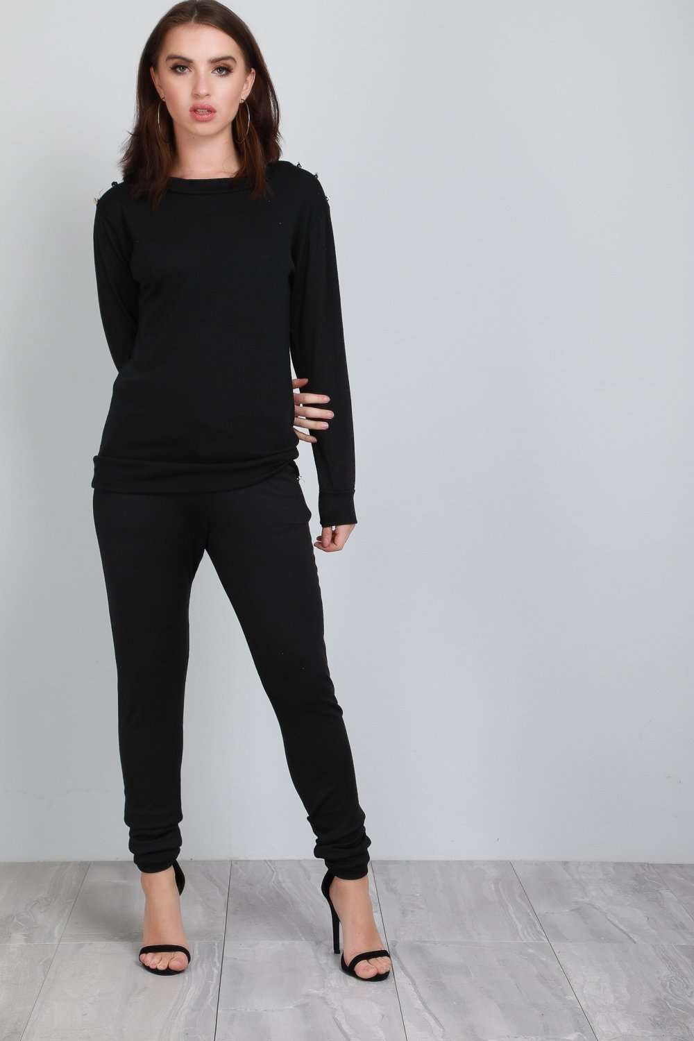 Hailey Fine Knit Studded Lounge Wear Set - bejealous-com