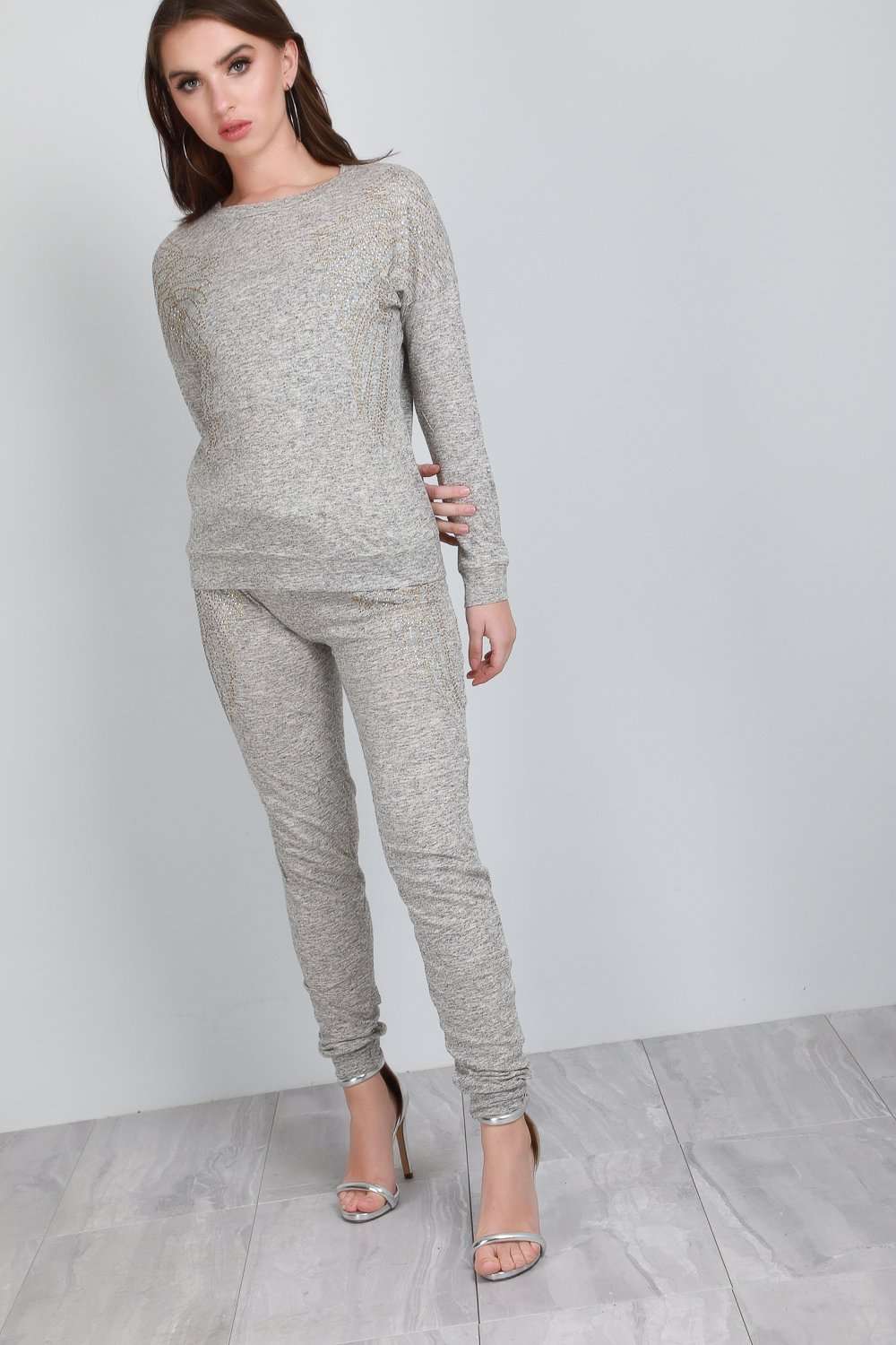 Hailey Fine Knit Studded Lounge Wear Set - bejealous-com