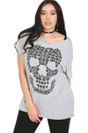 Hailie Plus Skull Print Oversize Tshirt - bejealous-com