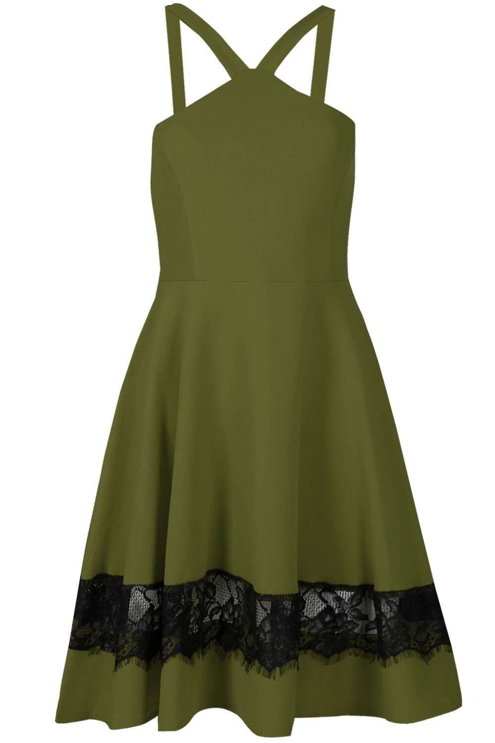Haillee Halterneck Lace Skater Dress - bejealous-com