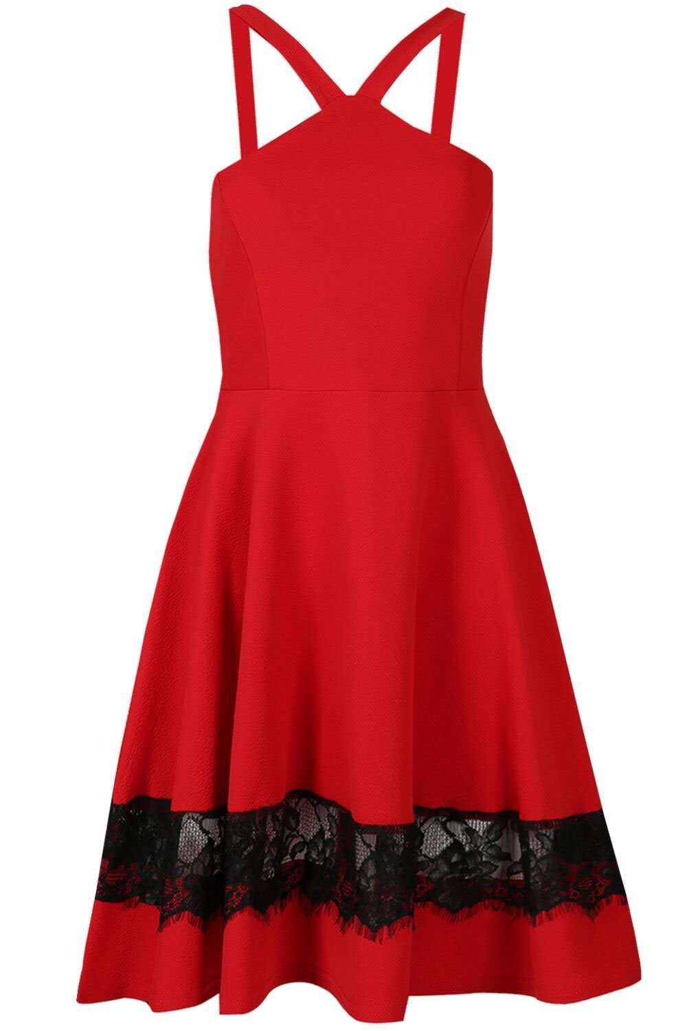 Haillee Halterneck Lace Skater Dress - bejealous-com