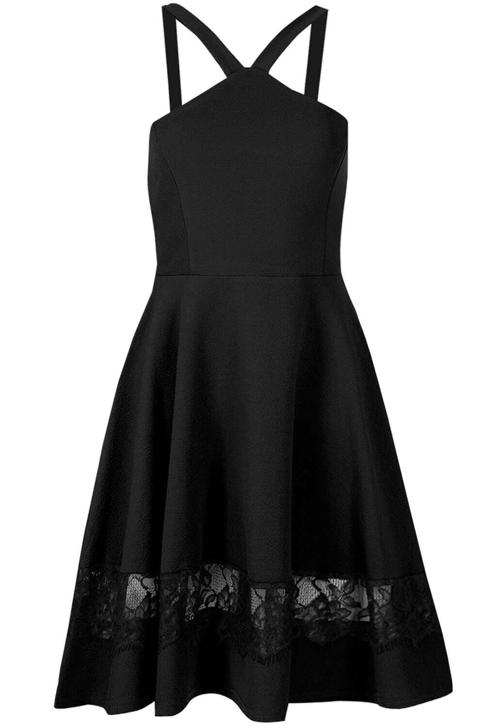 Haillee Halterneck Lace Skater Dress - bejealous-com