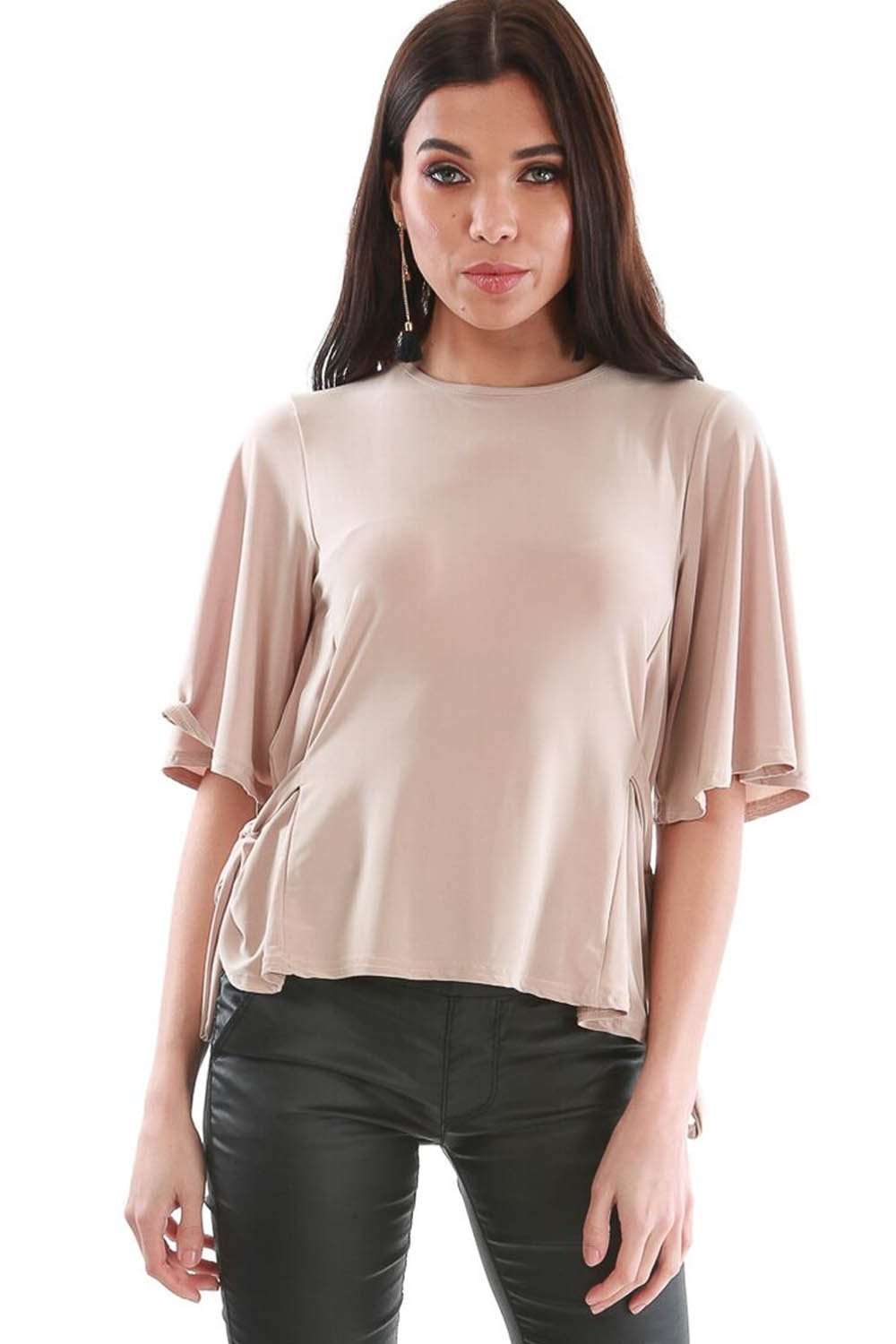Hallee Pink Tie Side Slinky Bat Wing Top - bejealous-com
