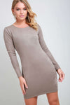 Hallie Long Sleeve Faux Suede Bodycon Dress - bejealous-com