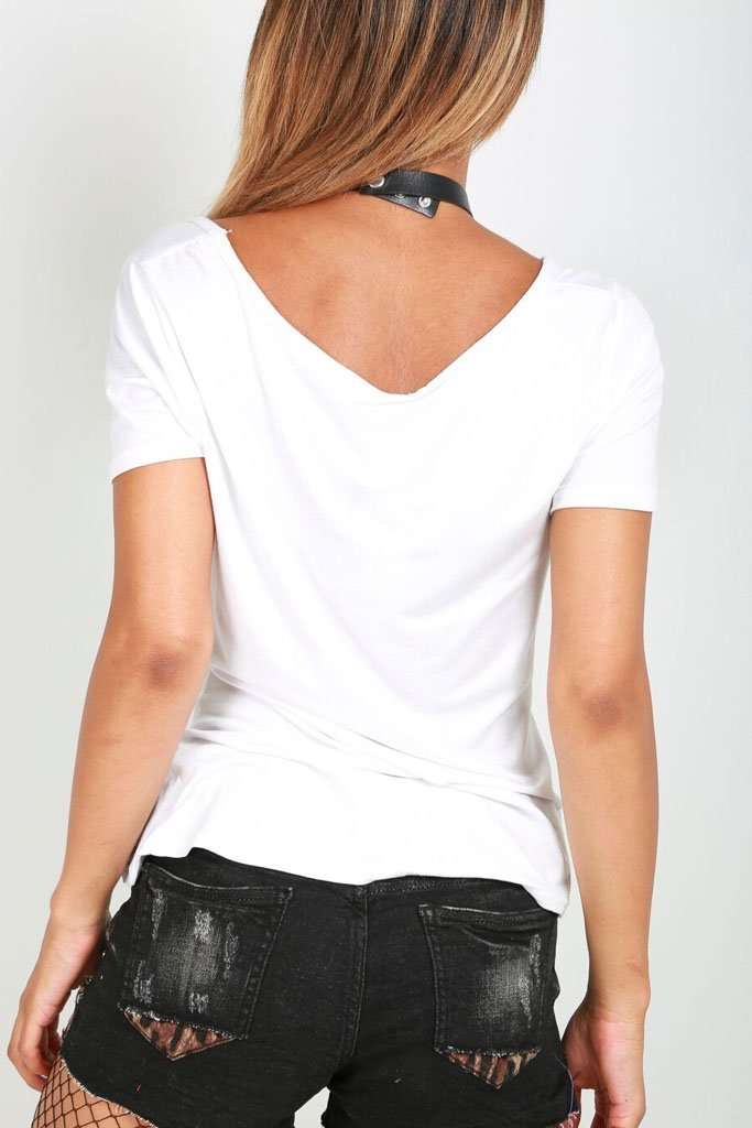 Hallie Short Sleeve Lace Up Basic Tshirt - bejealous-com