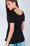 Hallie Short Sleeve Lace Up Basic Tshirt - bejealous-com