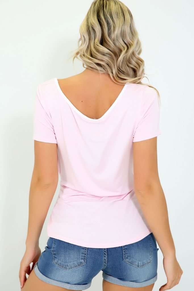 Hallie Short Sleeve Lace Up Basic Tshirt - bejealous-com