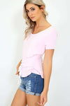 Hallie Short Sleeve Lace Up Basic Tshirt - bejealous-com