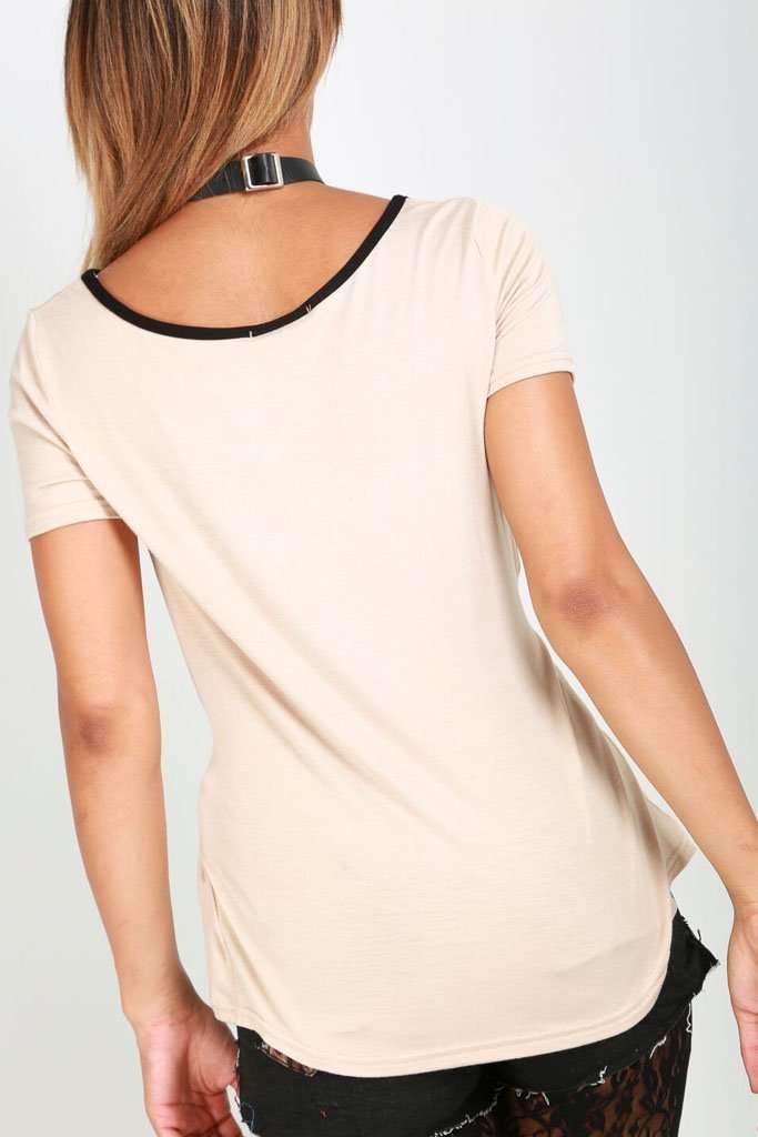 Hallie Short Sleeve Lace Up Basic Tshirt - bejealous-com