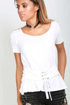 Hallie Short Sleeve Lace Up Basic Tshirt - bejealous-com