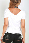 Hallie Short Sleeve Lace Up Basic Tshirt - bejealous-com