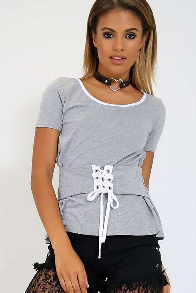 Hallie Short Sleeve Lace Up Basic Tshirt - bejealous-com