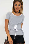 Hallie Short Sleeve Lace Up Basic Tshirt - bejealous-com