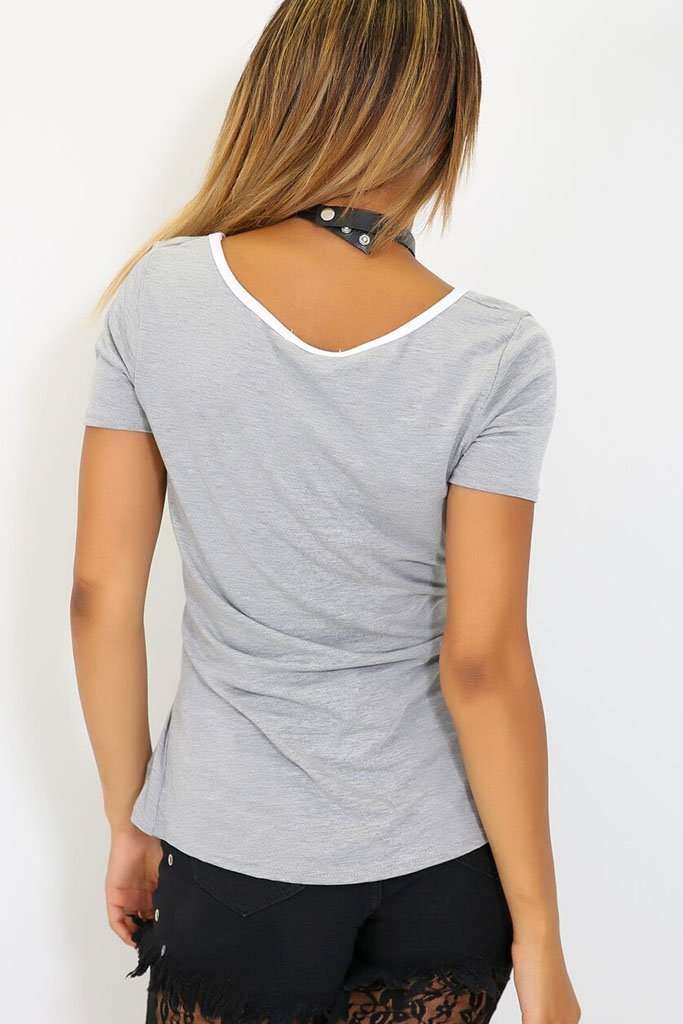Hallie Short Sleeve Lace Up Basic Tshirt - bejealous-com