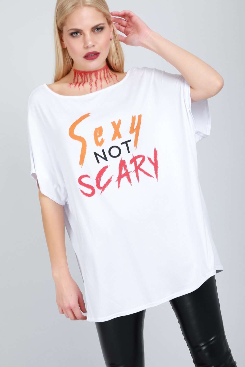 Halloween Slogan Print Baggy Tshirt - bejealous-com