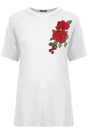 Hannah Floral Rose Applique Baggy Jersey Tshirt - bejealous-com