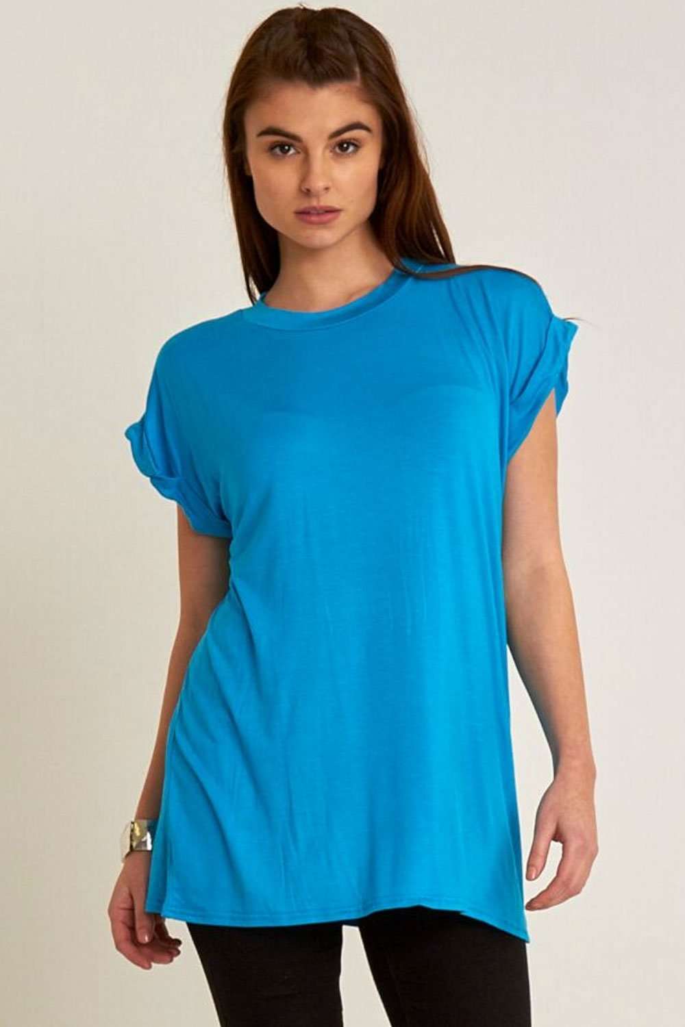 Hannah Roll Sleeve Oversized Jersey Tshirt - bejealous-com