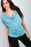 Harper Cowl Neck Gathered Jersey TShirt - bejealous-com