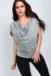 Harper Cowl Neck Gathered Jersey TShirt - bejealous-com