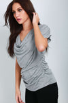 Harper Cowl Neck Gathered Jersey TShirt - bejealous-com