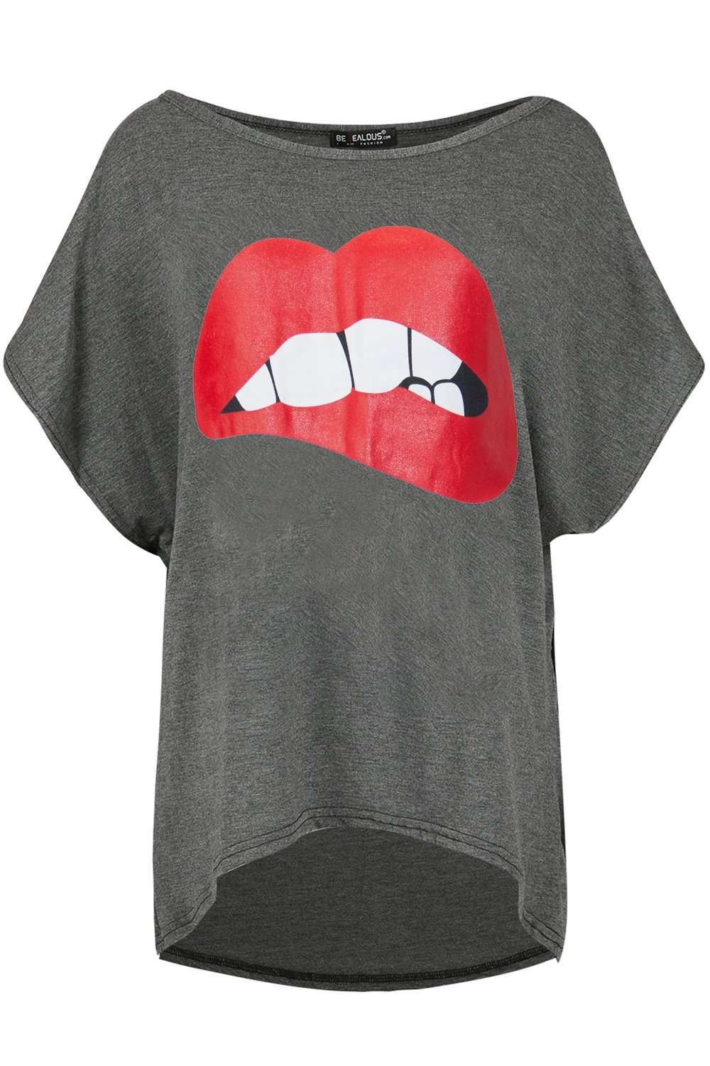 Harper Lips Graphic Print Oversize Tshirt - bejealous-com