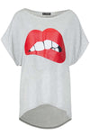 Harper Lips Graphic Print Oversize Tshirt - bejealous-com