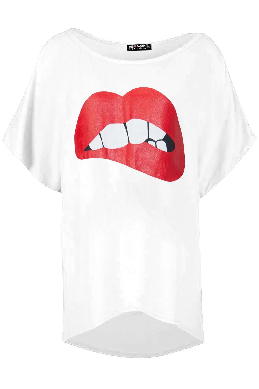 Harper Lips Graphic Print Oversize Tshirt - bejealous-com