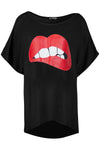 Harper Lips Graphic Print Oversize Tshirt - bejealous-com