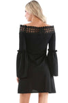 Harriet Crochet Bardot Flare Sleeve Dress - bejealous-com