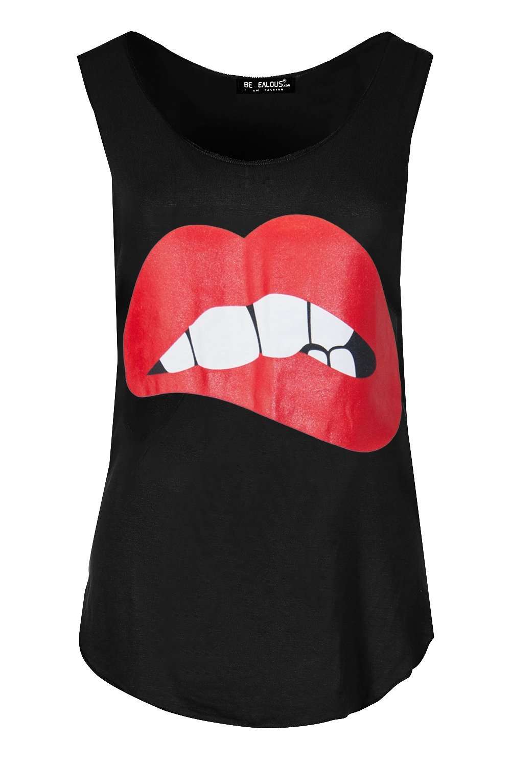 Harriet Graphic Print Curved Hem Vest Top - bejealous-com