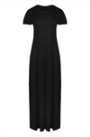 Harrieta Jersey Maxi Tshirt Dress With Pockets - bejealous-com