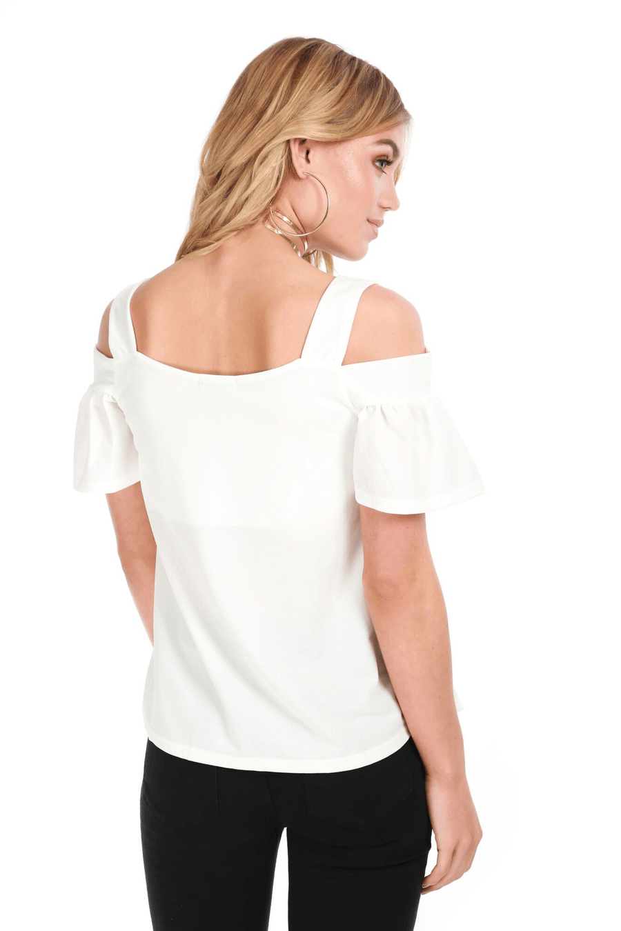 Harriette Off Shoulder Frill Sleeve Top - bejealous-com