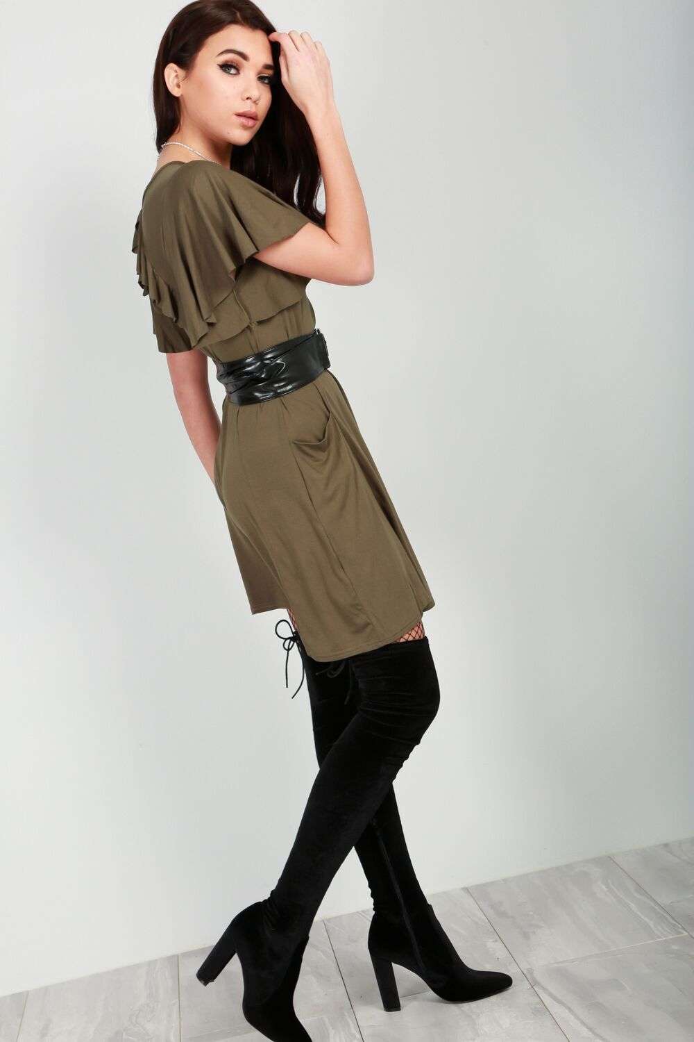 Hayley Frilly Basic Oversized Tshirt Dress - bejealous-com