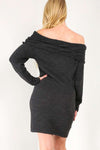 Hayley Off Shoulder Baggy Knitted Mini Dress - bejealous-com