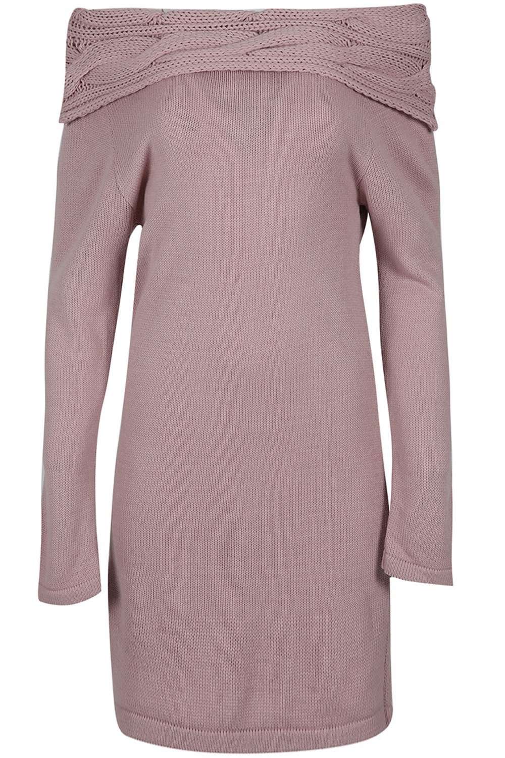 Hayley Off Shoulder Baggy Knitted Mini Dress - bejealous-com