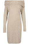 Off Shoulder Beige Knitted Jumper Dress - bejealous-com