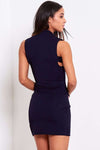 Hazel Gold Button Sleeveless Blazer Mini Dress - bejealous-com