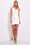 Hazel Gold Button Sleeveless Blazer Mini Dress - bejealous-com